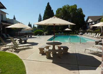 Poolside relaxing area